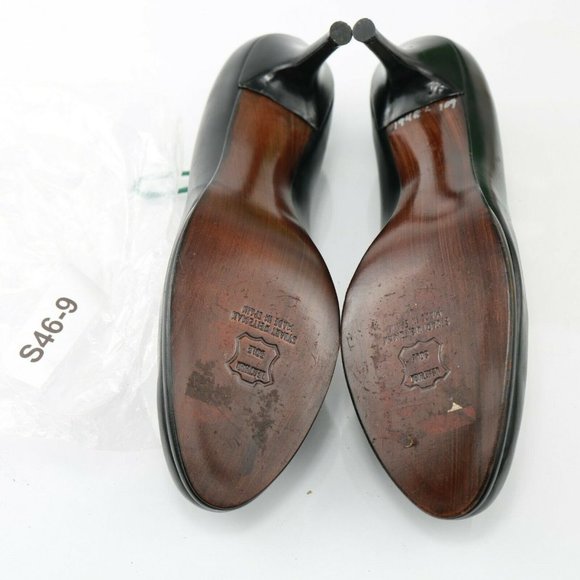 Stuart Weitzman Dress Pump Size 9.5 Black Leather Classic Stiletto High Heel - Picture 9 of 11